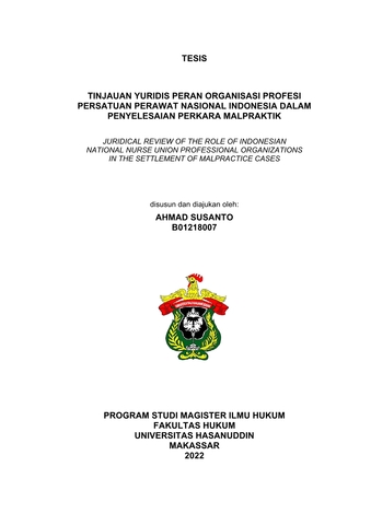 Tinjauan Yuridis Peran Organisasi Profesi Persatuan Perawat Nasional ...